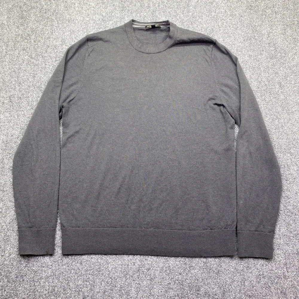 Banana Republic Mens Merino Wool Crew Neck Sweater Gray Size L Preppy